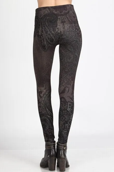 High Waist Full Length Legging Paisley Waves