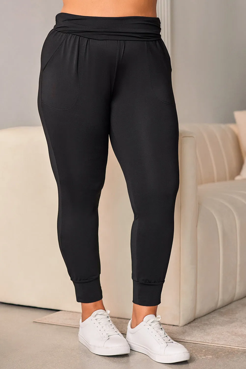 High Waist Pleated Pocket Leggings