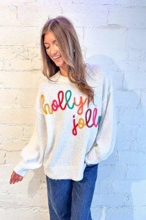 Holly Jolly Cute Cursive Sweater