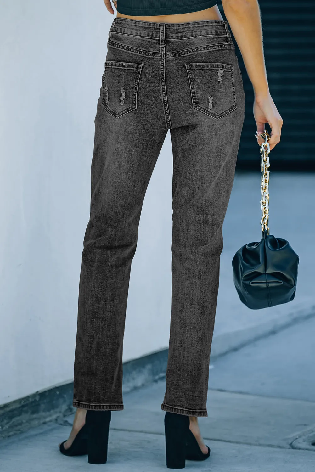 It's All So Simple Distressed Straight Leg Jeans