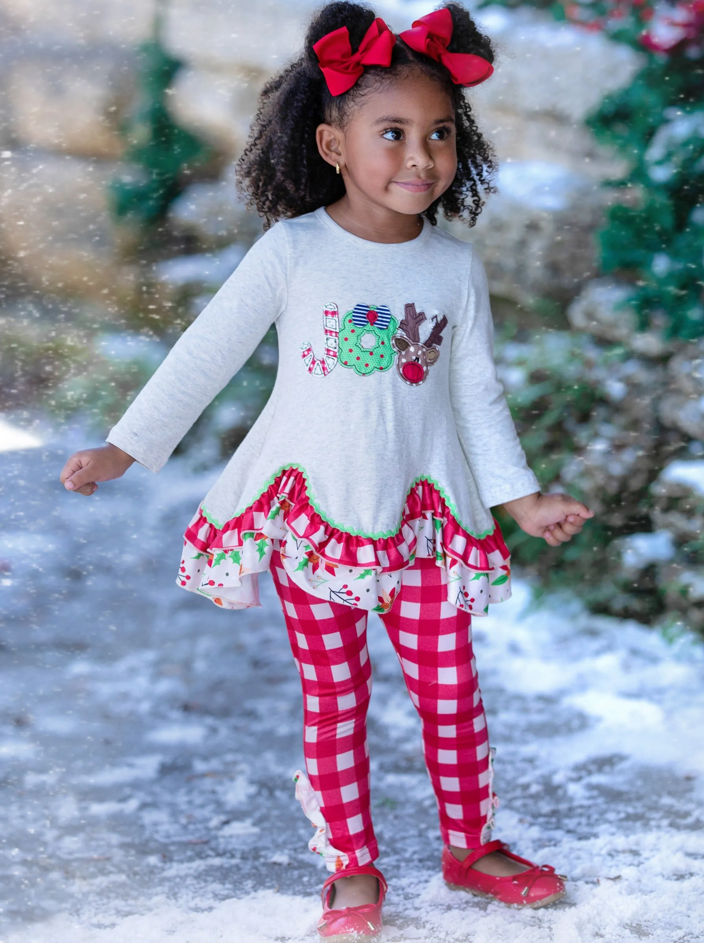 Joy In Everything Tunic And Plaid Legging Set