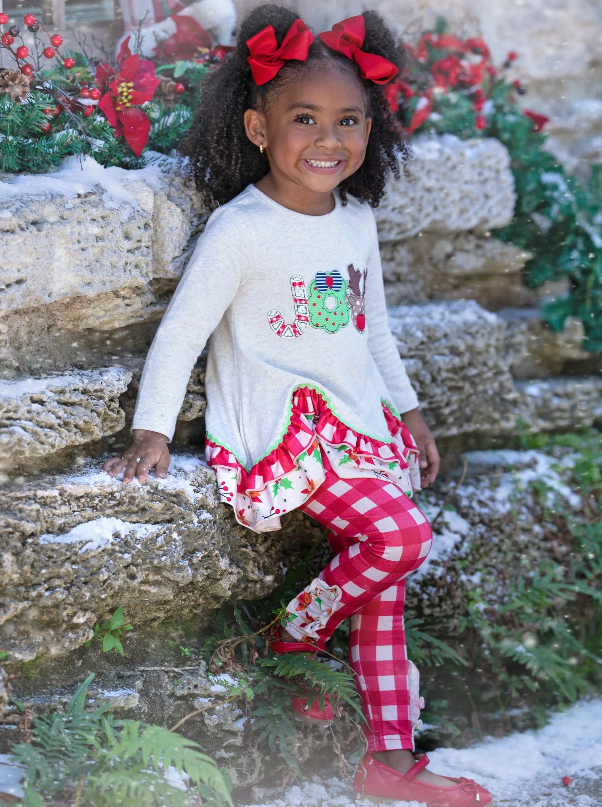 Joy In Everything Tunic And Plaid Legging Set