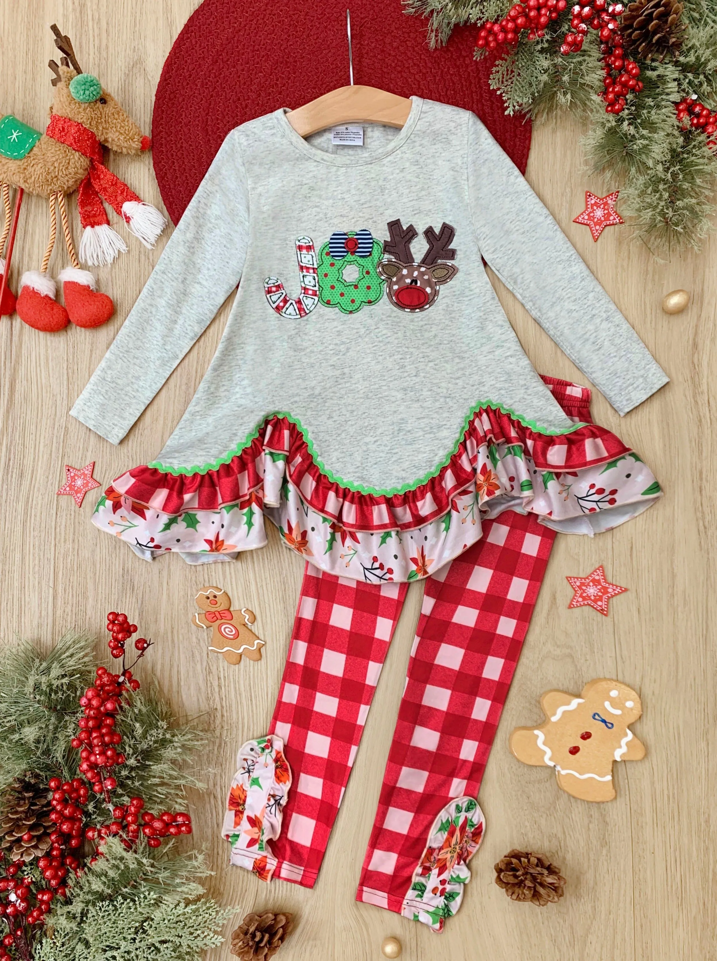 Joy In Everything Tunic And Plaid Legging Set