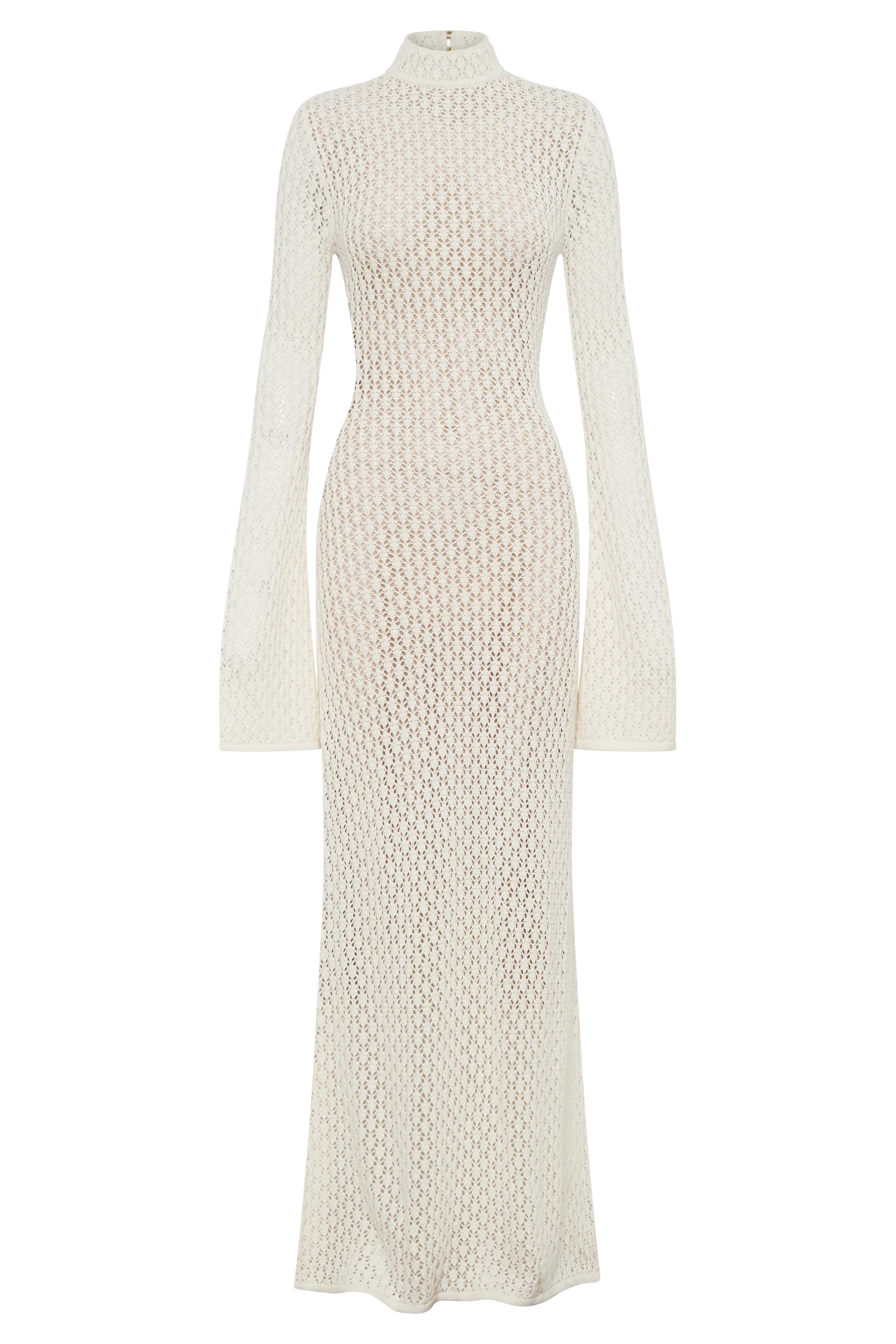 Julia Crochet Open Back Maxi Dress - White