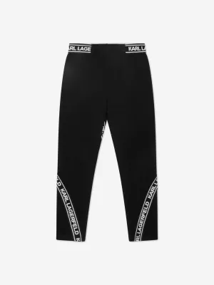 Karl Lagerfeld Girls Logo Band Leggings in Black