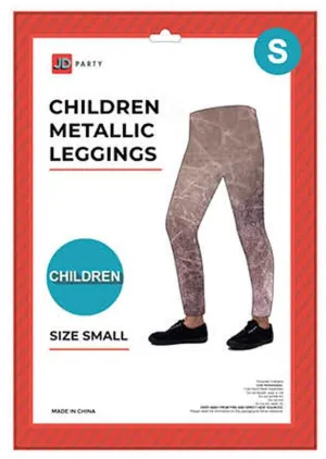 Kids Rose Gold Metallic Leggings - Small