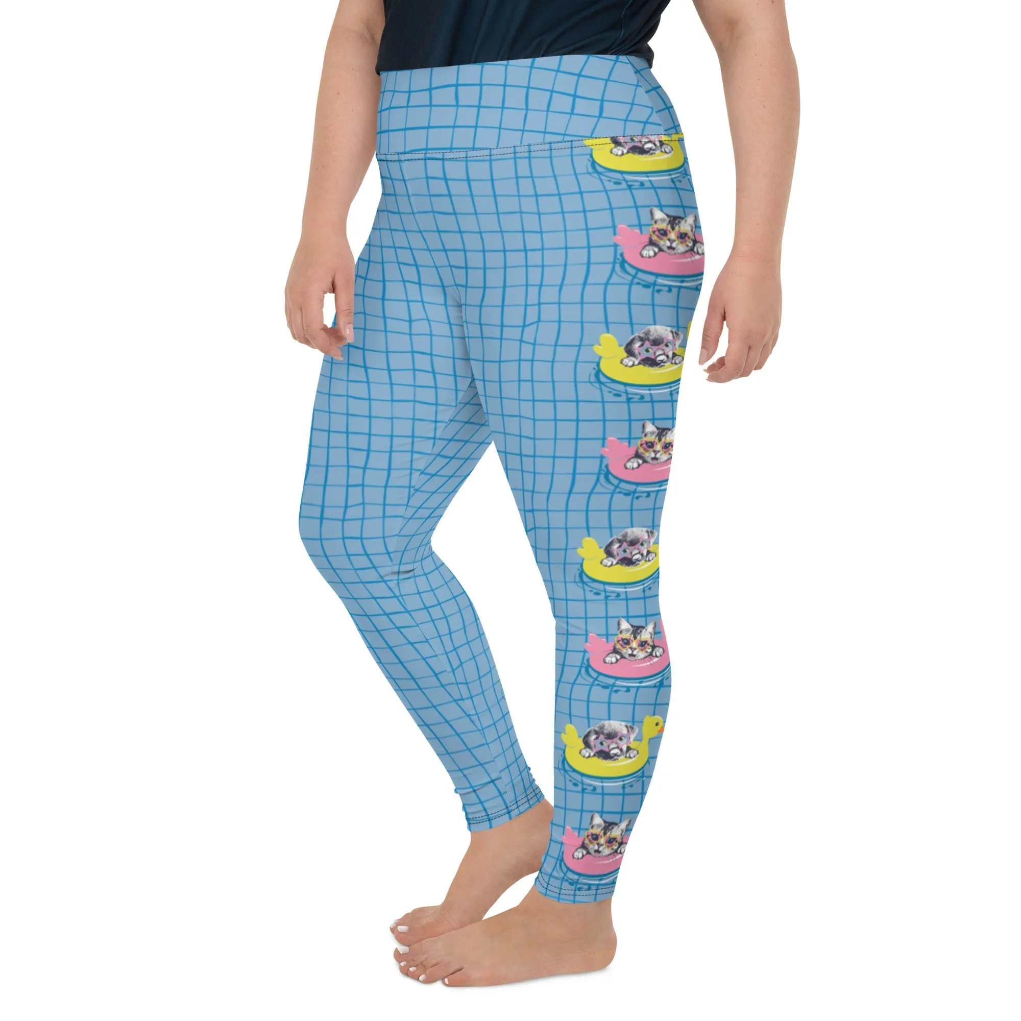 Kittens and Puppies in Floats Plus Size Leggings