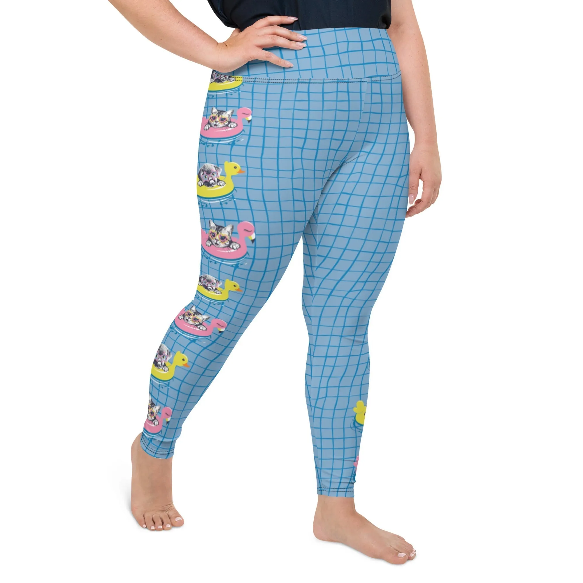 Kittens and Puppies in Floats Plus Size Leggings