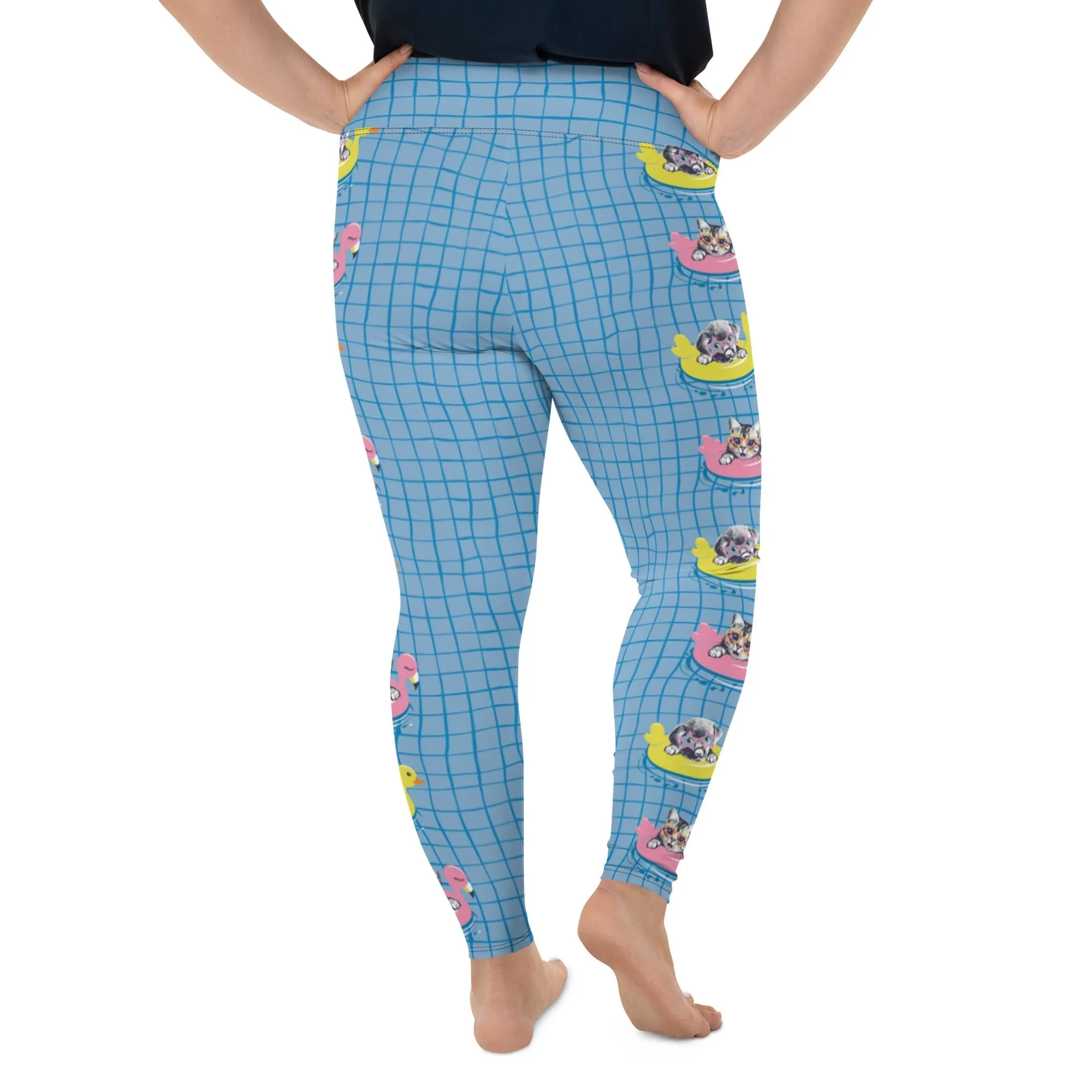 Kittens and Puppies in Floats Plus Size Leggings