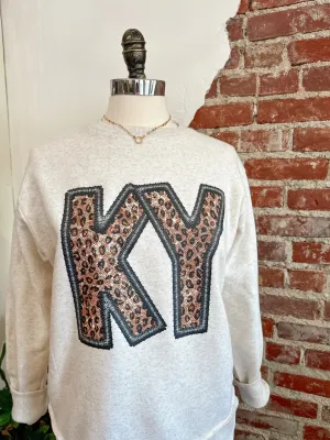 KY Leopard Sweatshirt - Oatmeal