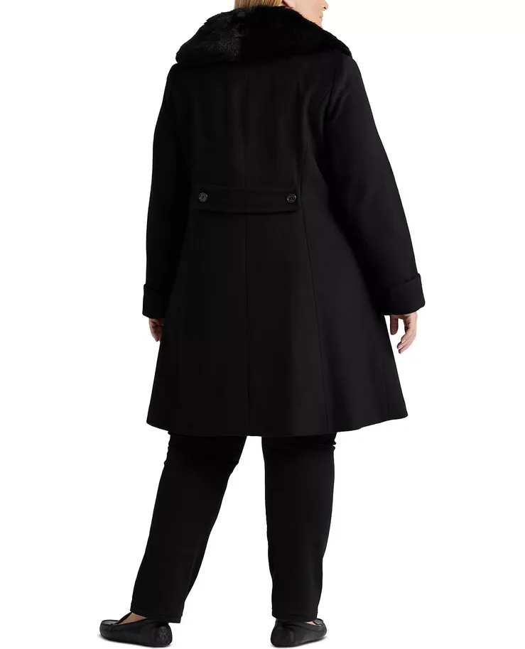 Lauren Ralph Lauren Plus Size Faux-Fur-Trim Walker Coat