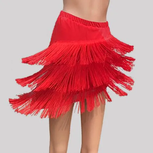 Layered Short Latin Skirt with Tassels