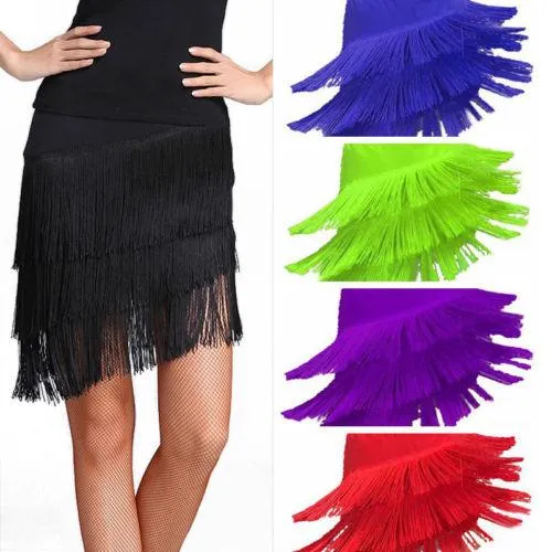 Layered Short Latin Skirt with Tassels