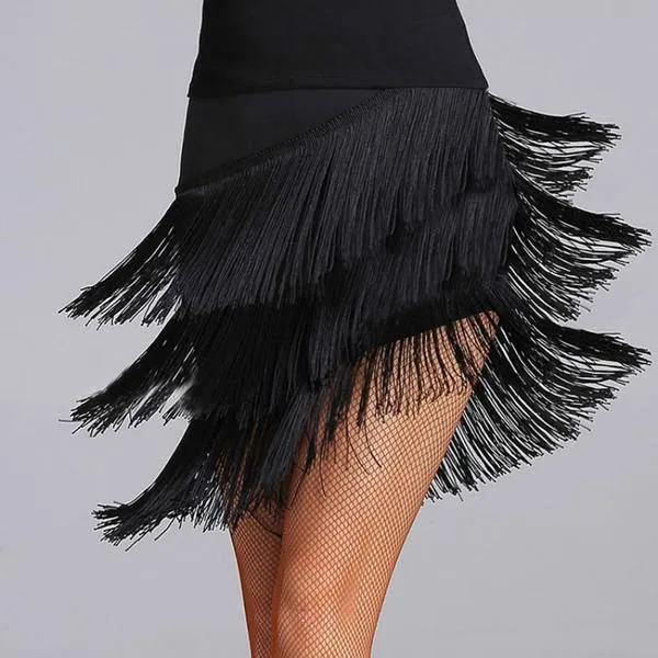 Layered Short Latin Skirt with Tassels