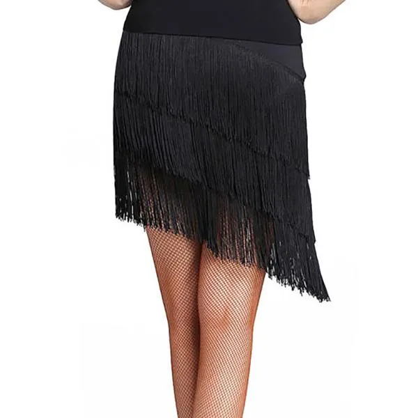 Layered Short Latin Skirt with Tassels