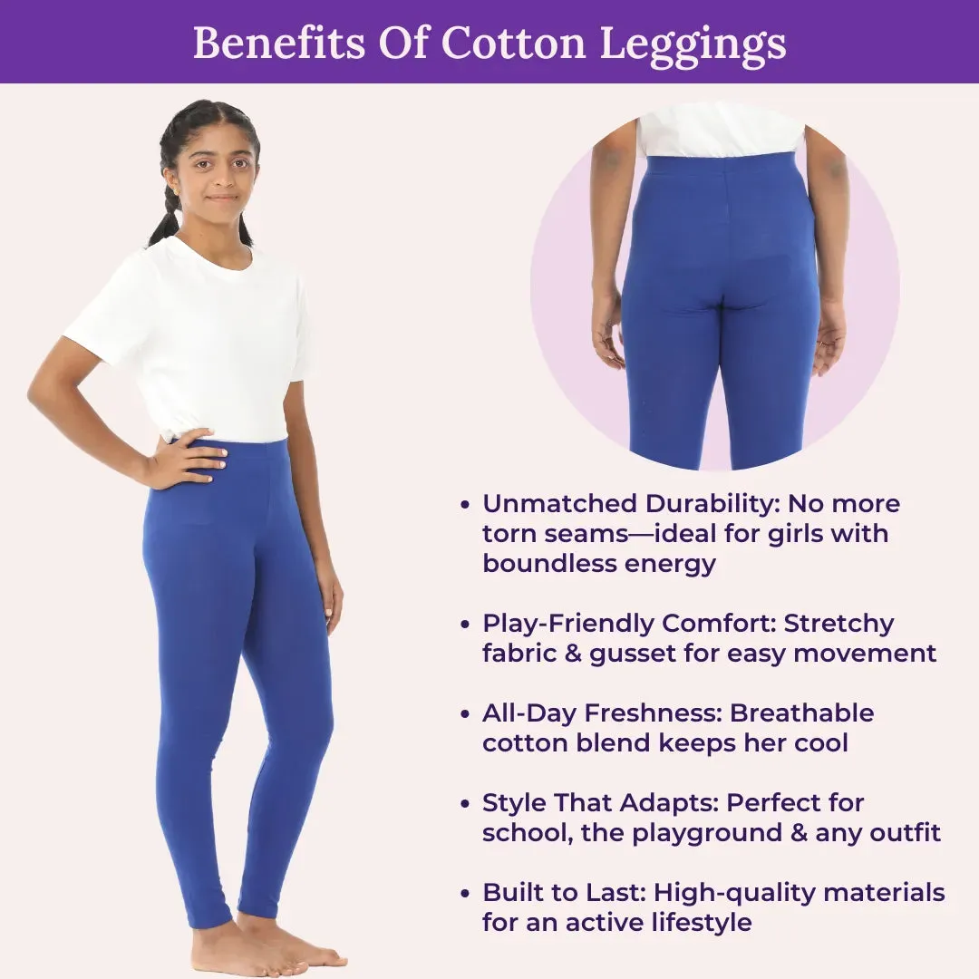 Leggings | Ankle Length | Soft Cotton & Elastane Blend | Gusset Crotch Prevents Tearing | Vibrant Colors