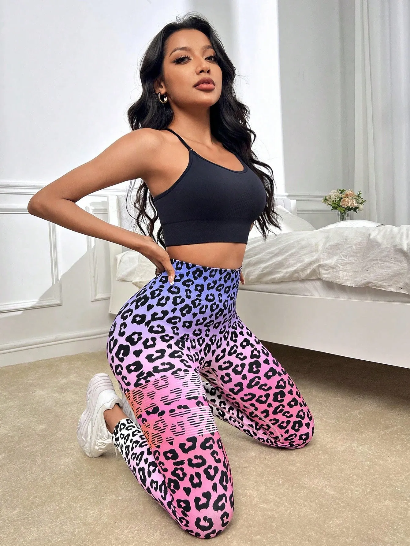 Leopard Print Wideband High Waist Sports Leggings