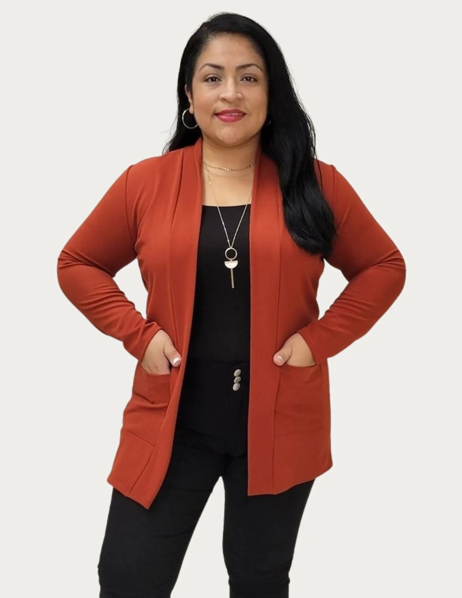 Light, Solid Cardigan with Front Pockets