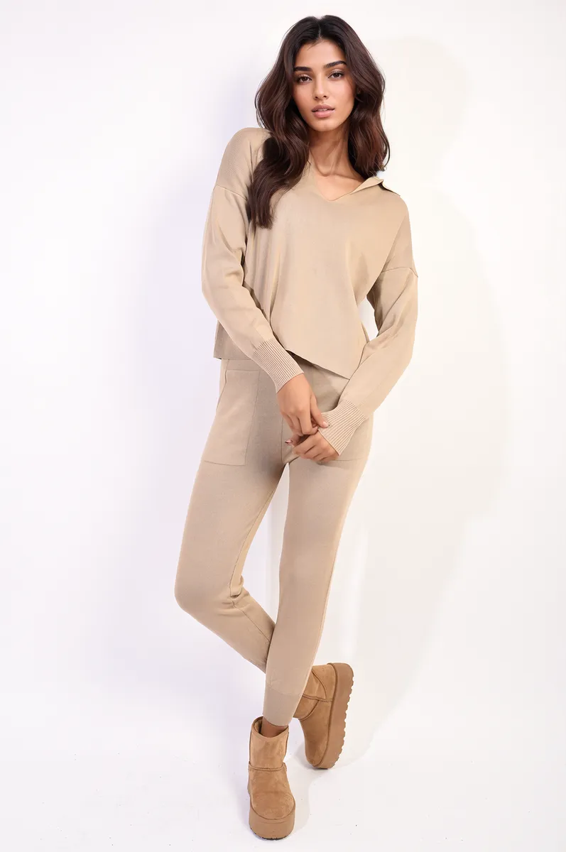 Long Sleeve Top And Drawstring Pocket Leggings Co-ord Set