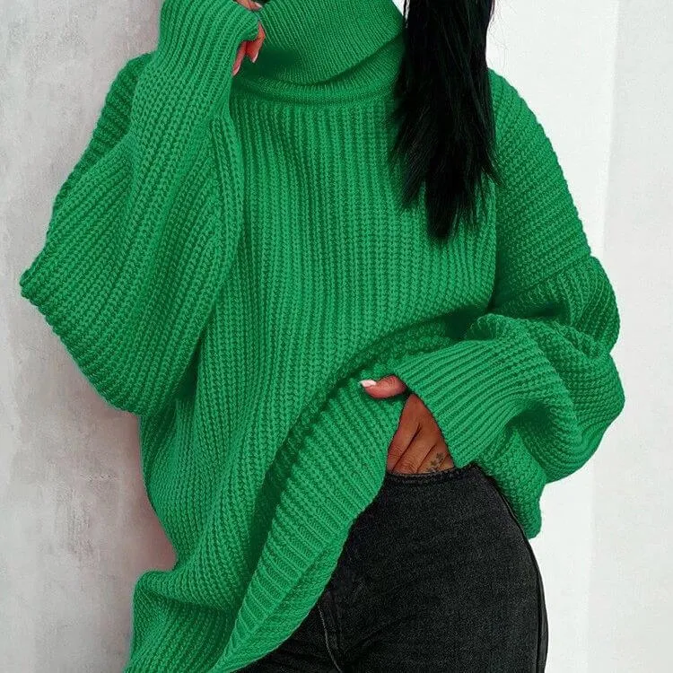 Loose Fit High-necked Wool Knitted Sweater