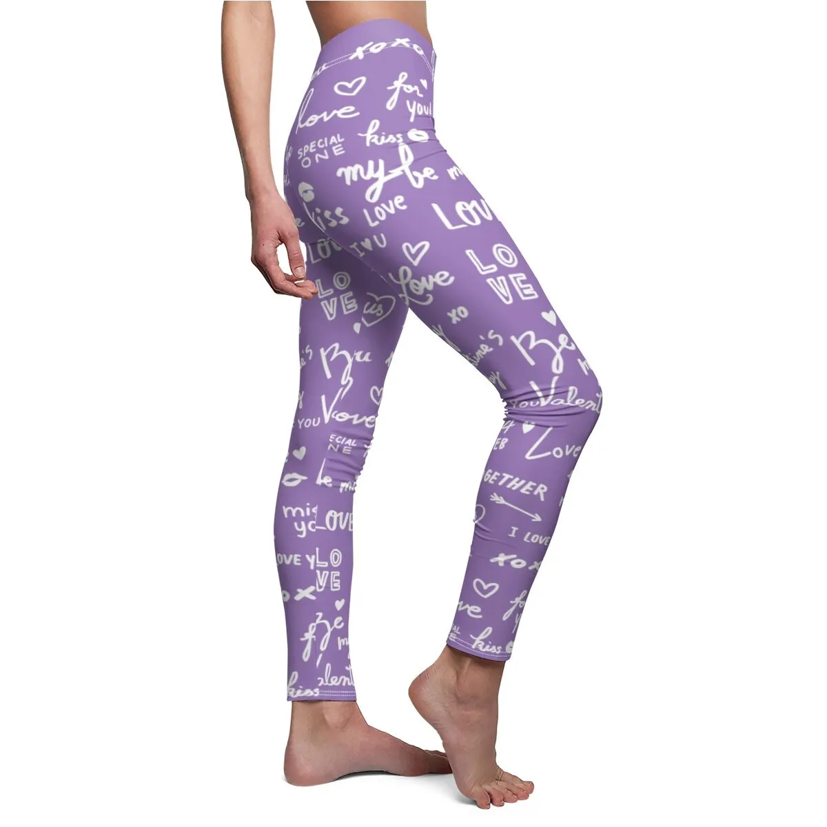 Love Notes Scribbled Women&#39;s Leggings,CasualWear,Gifts for Her/Aunt/Sister/Christmas,Birthday/Anniversary/GirlFriends/Cute Valentine&#39;s Gifts