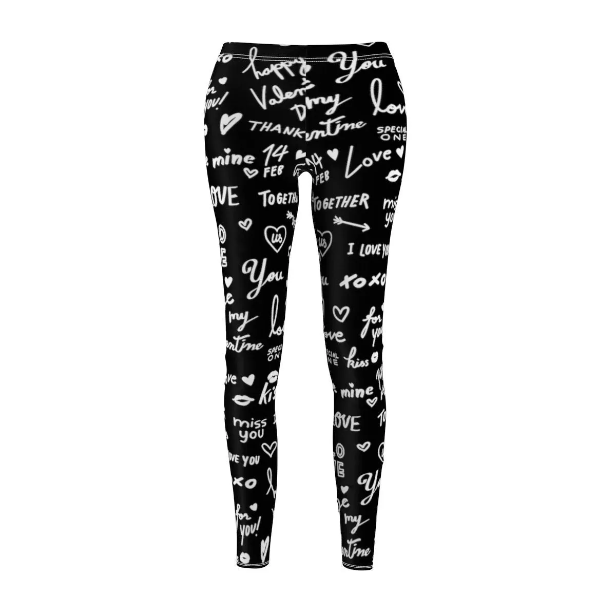 Love Notes Scribbled Women&#39;s Leggings,CasualWear,Gifts for Her/Aunt/Sister/Christmas,Birthday/Anniversary/GirlFriends/Cute Valentine&#39;s Gifts