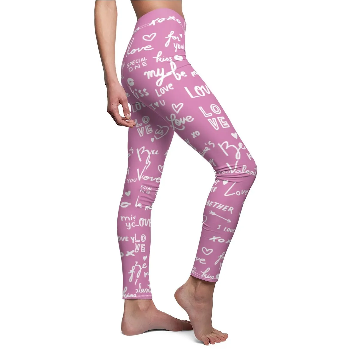 Love Notes Scribbled Women&#39;s Leggings,CasualWear,Gifts for Her/Aunt/Sister/Christmas,Birthday/Anniversary/GirlFriends/Cute Valentine&#39;s Gifts