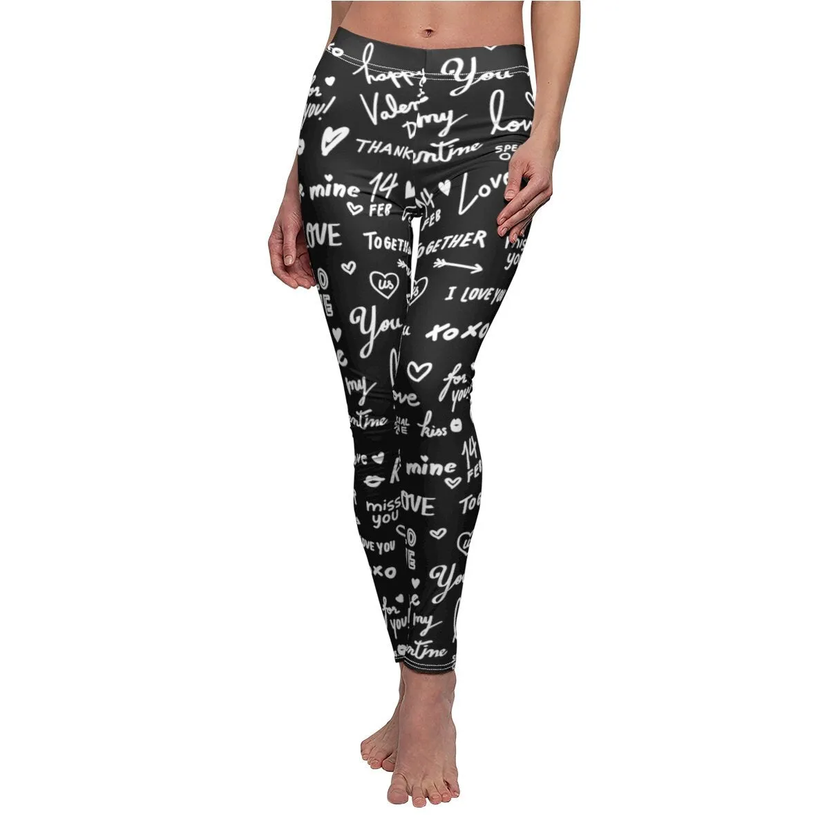 Love Notes Scribbled Women&#39;s Leggings,CasualWear,Gifts for Her/Aunt/Sister/Christmas,Birthday/Anniversary/GirlFriends/Cute Valentine&#39;s Gifts