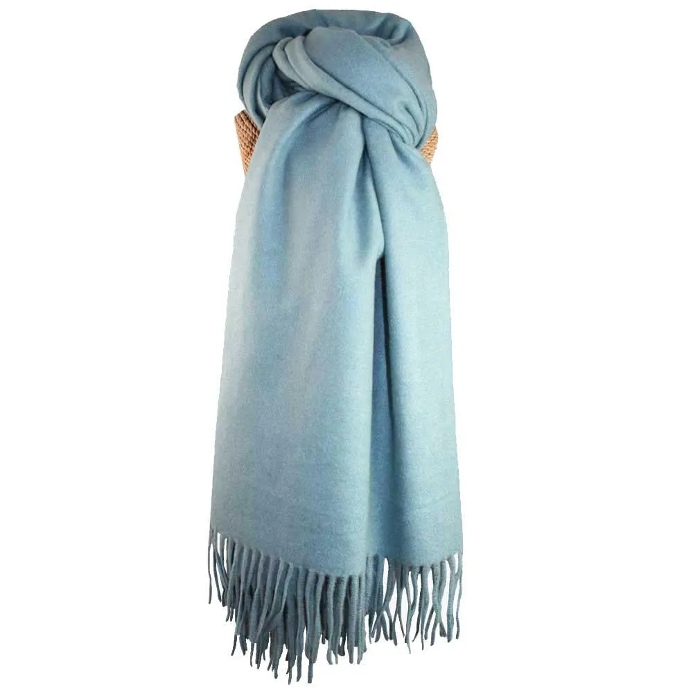 Lua - Cosy Knit Reversible Scarf - Plain - Duck Egg Blue