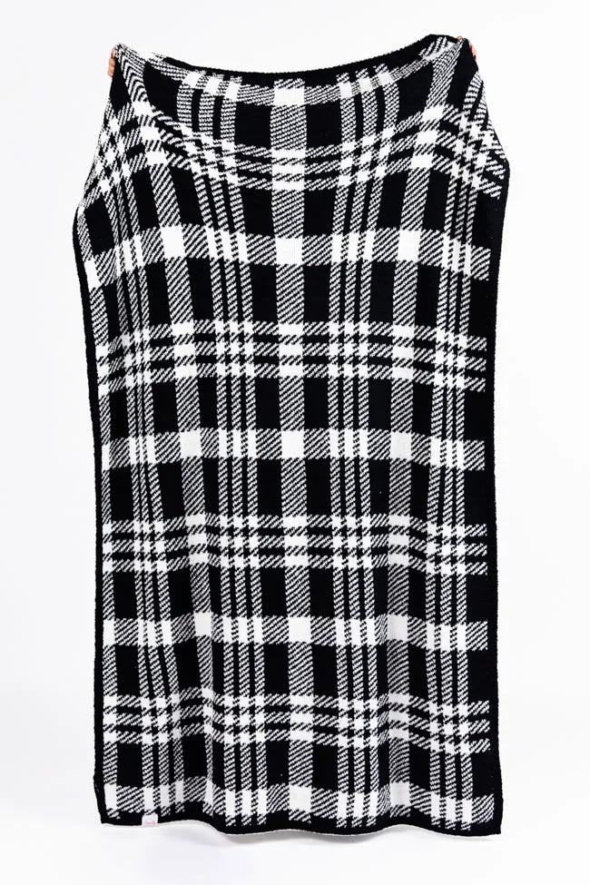 Make Me Believe Black And White Plaid Blanket