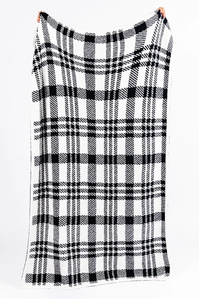 Make Me Believe Black And White Plaid Blanket