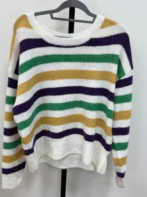 Mardi Gras ivory stripe sweater