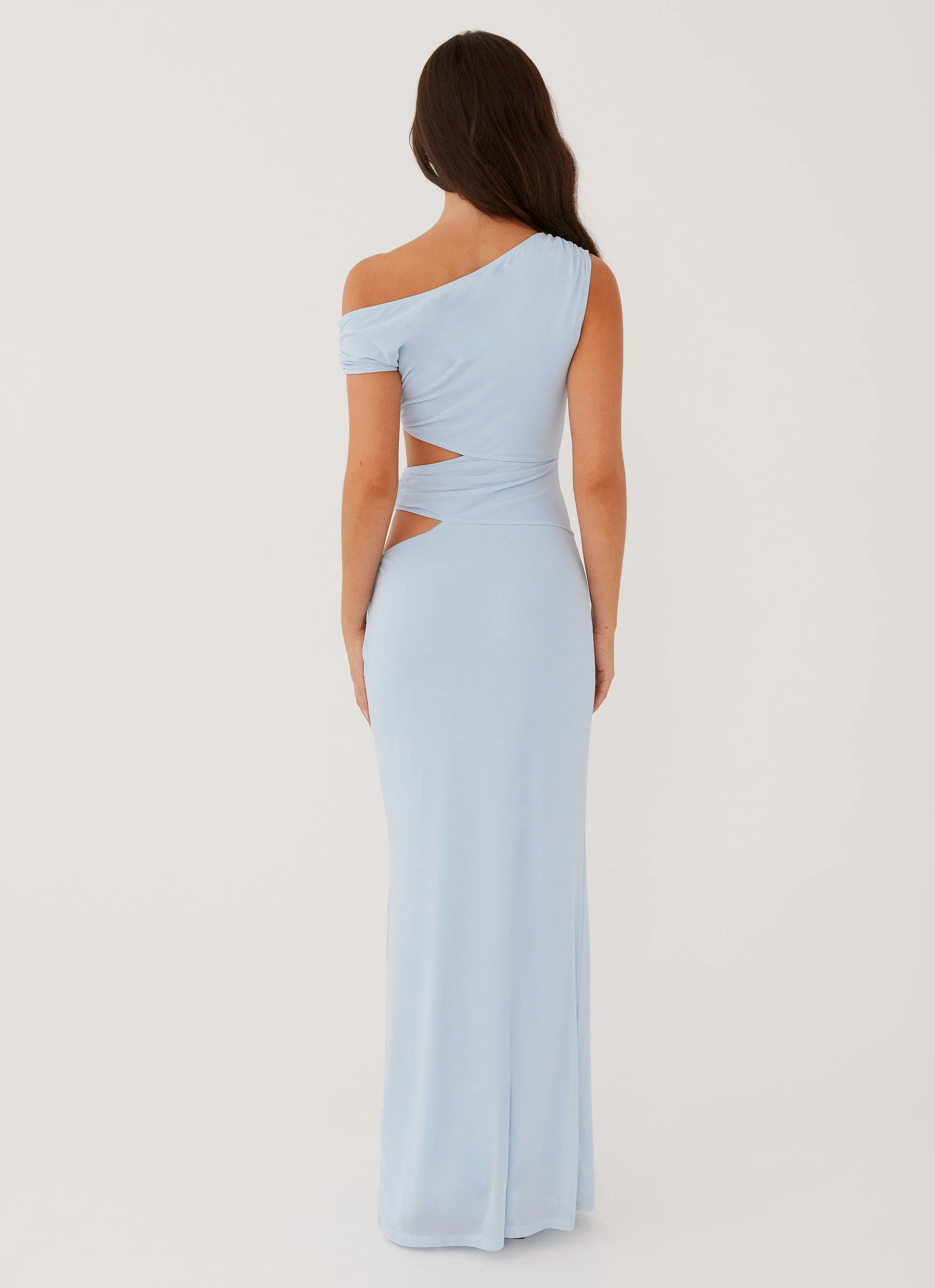 Margot One Shoulder Maxi Dress - Sky Blue