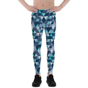 Men's Geometric Triangle Performance Leggings in Blue