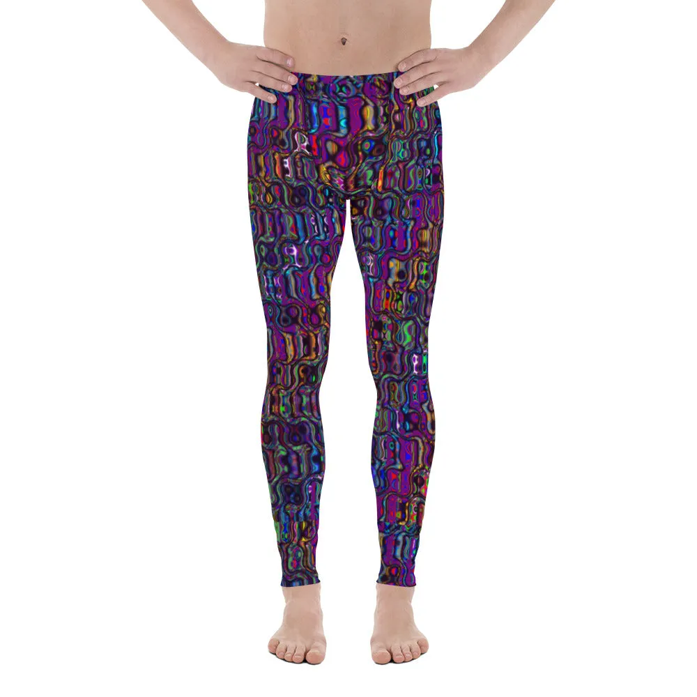 Men's Leggings, Purple Lacquer, Rave Pants, Festival Tights, Gym Leggings, Wrestling Tights, Printed Leggings, Yoga Leggings