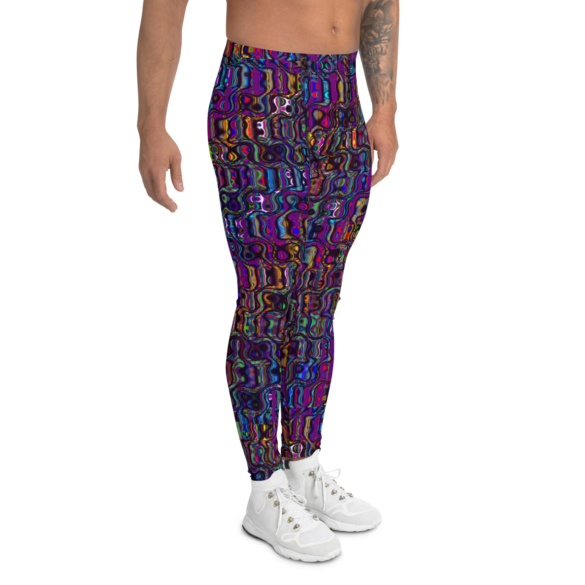 Men's Leggings, Purple Lacquer, Rave Pants, Festival Tights, Gym Leggings, Wrestling Tights, Printed Leggings, Yoga Leggings