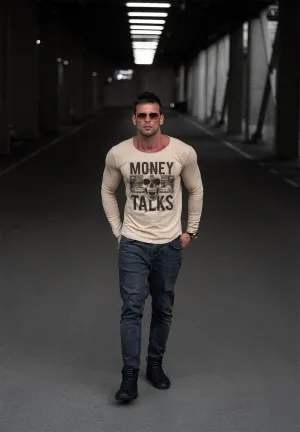 Mens Long Sleeve Skull T-shirt "Money Talks" MD669