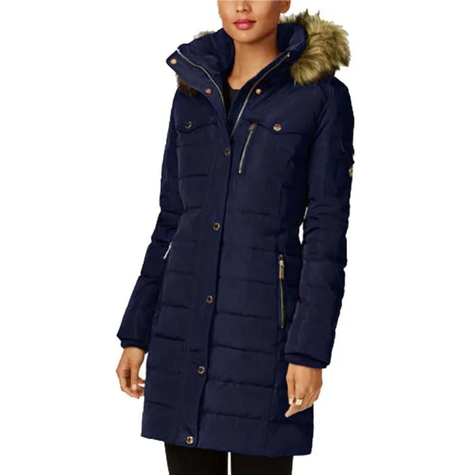 MICHAEL Michael Kors Women's Down Winter Coat with Faux Fur Hood