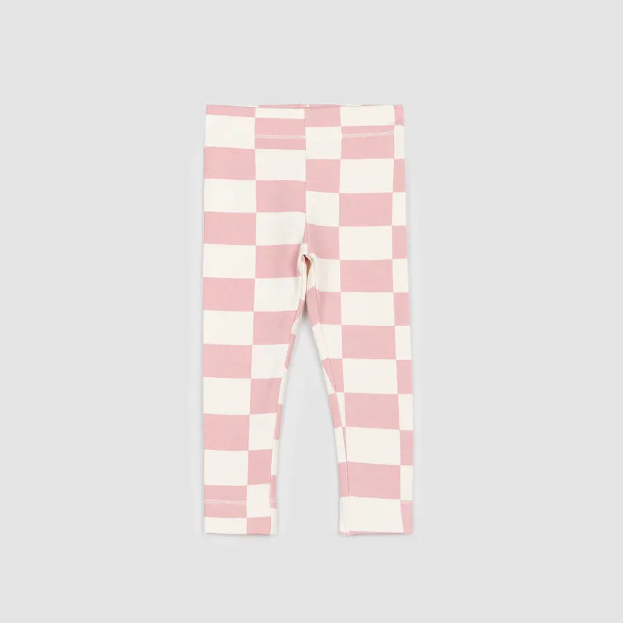 MIL Checkboard Legging in Pink & Cream