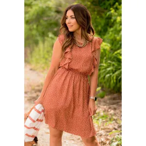 Mini Dotted Ruffle Accent Dress