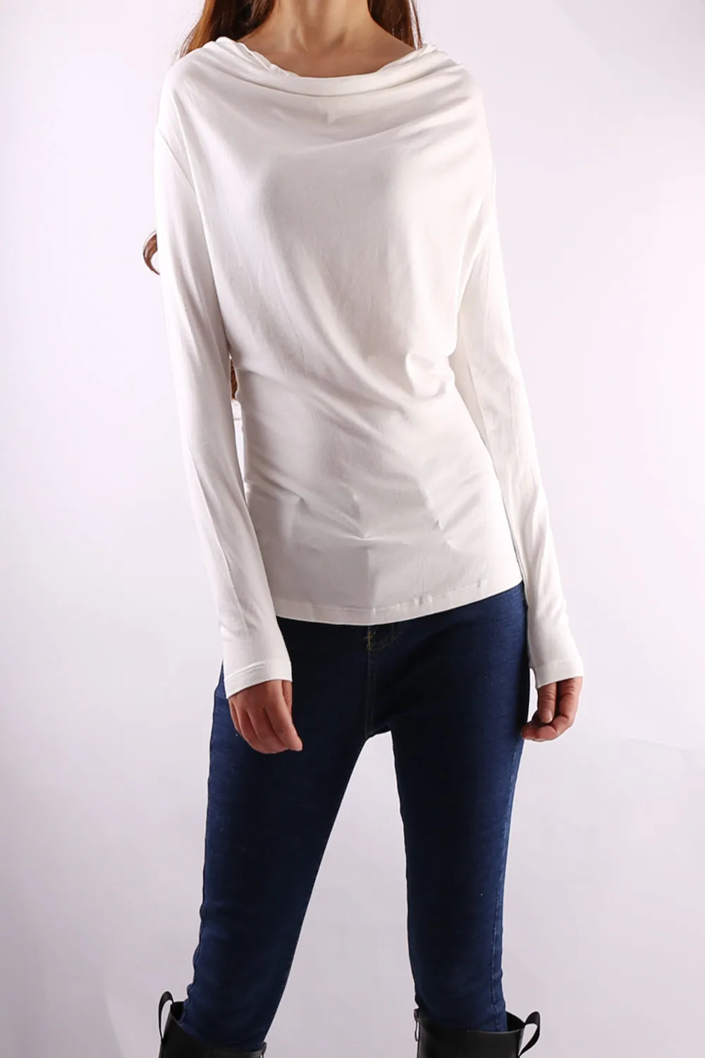 modal top/modal Cotton draping long sleeve T-shirt/soft cotton shirt(Y1802)