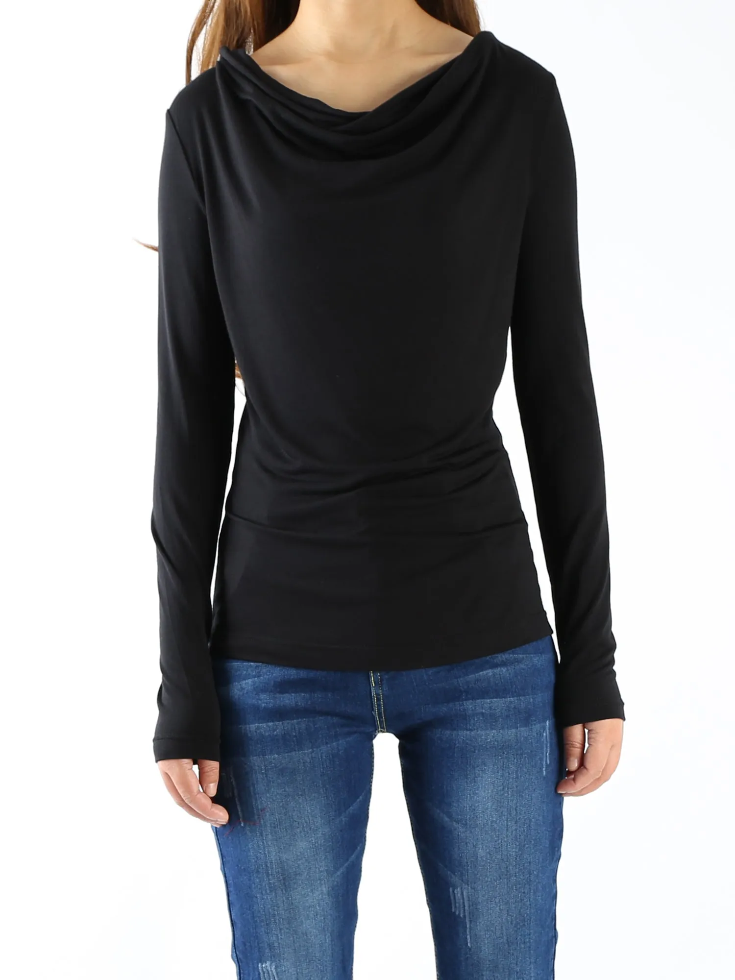 modal top/modal Cotton draping long sleeve T-shirt/soft cotton shirt(Y1802)