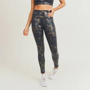 Mono B Black Gold Snake Foil Print Highwaist Leggings