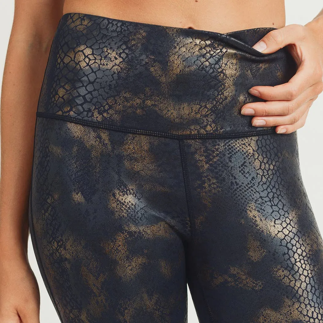 Mono B Black Gold Snake Foil Print Highwaist Leggings