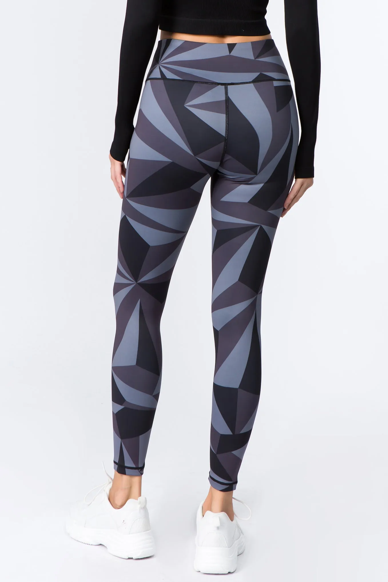 Monochrome Geometric Graphic Active Leggings