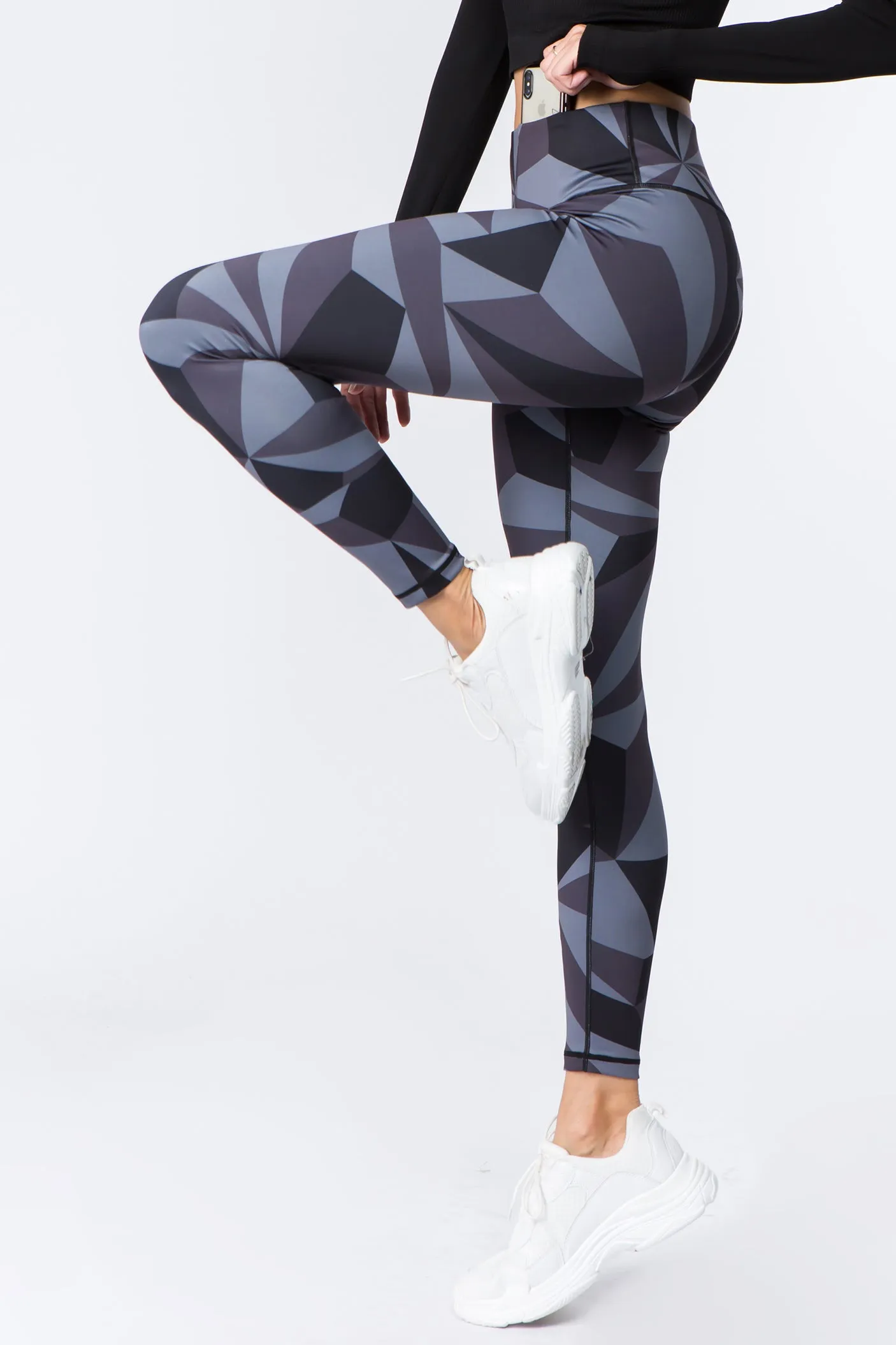 Monochrome Geometric Graphic Active Leggings