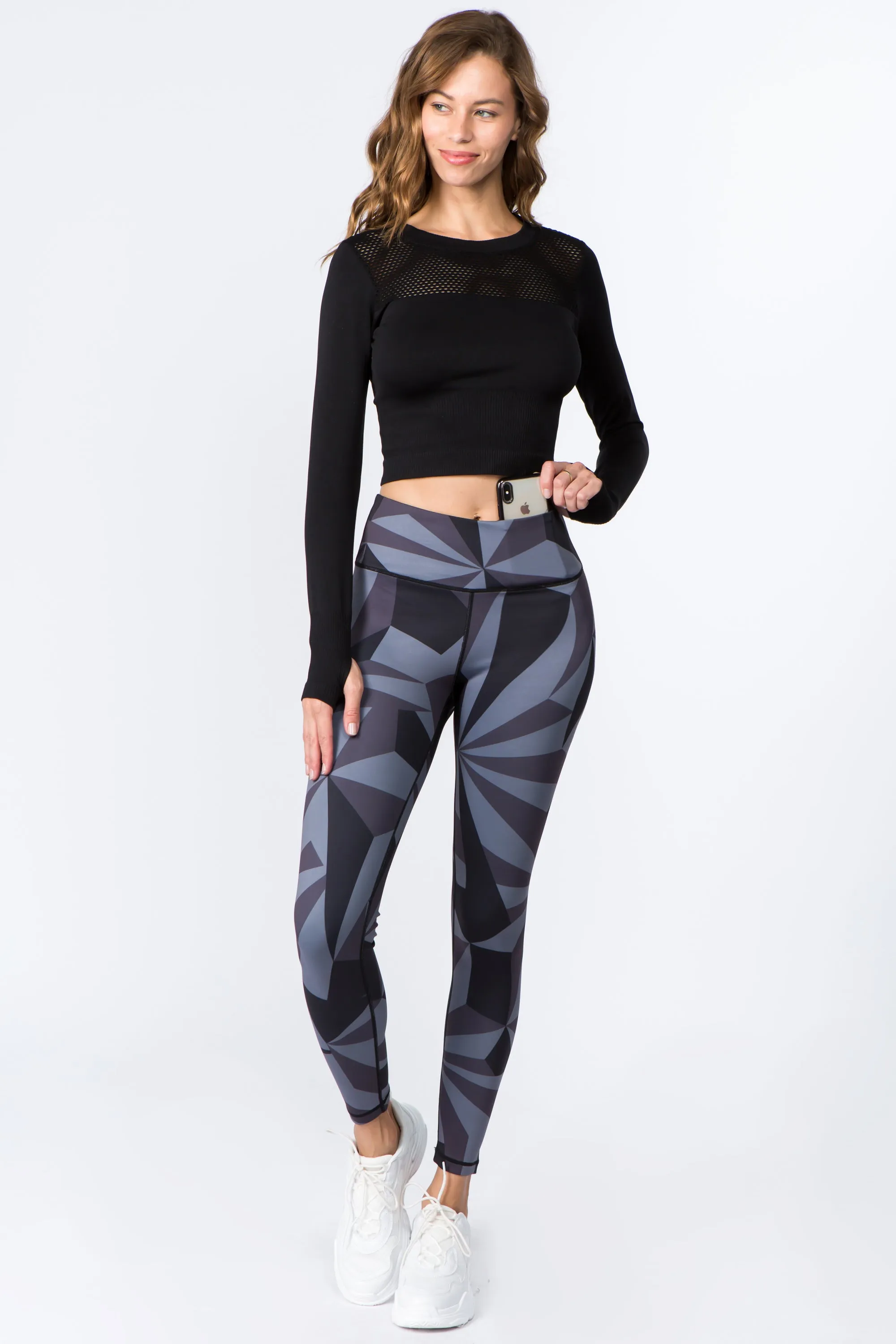 Monochrome Geometric Graphic Active Leggings