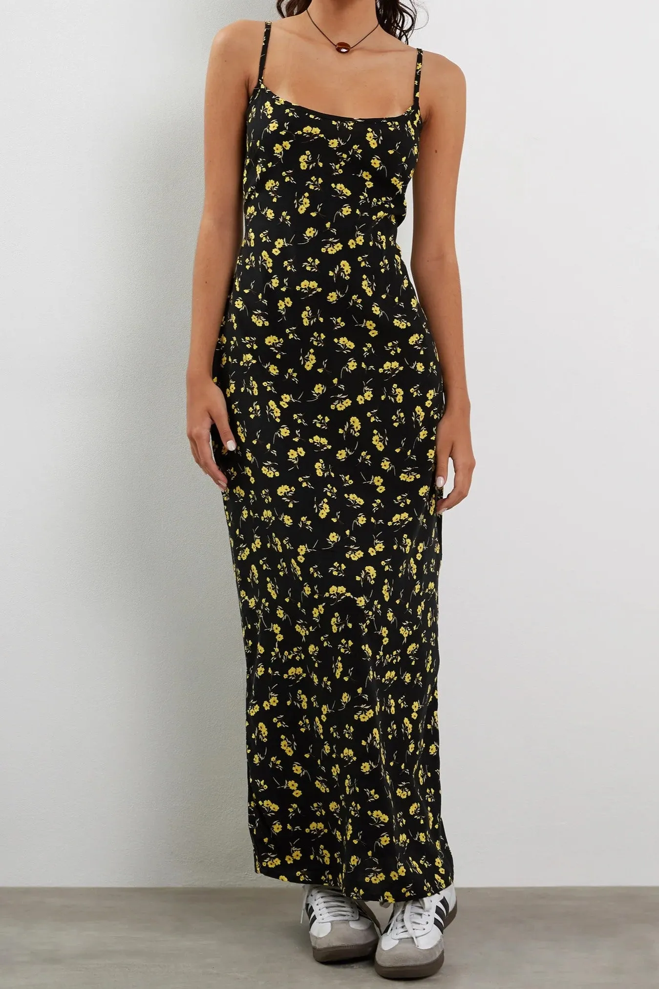 Motel Rocks Kafka Maxi Dress in Buttercup Black and Yellow