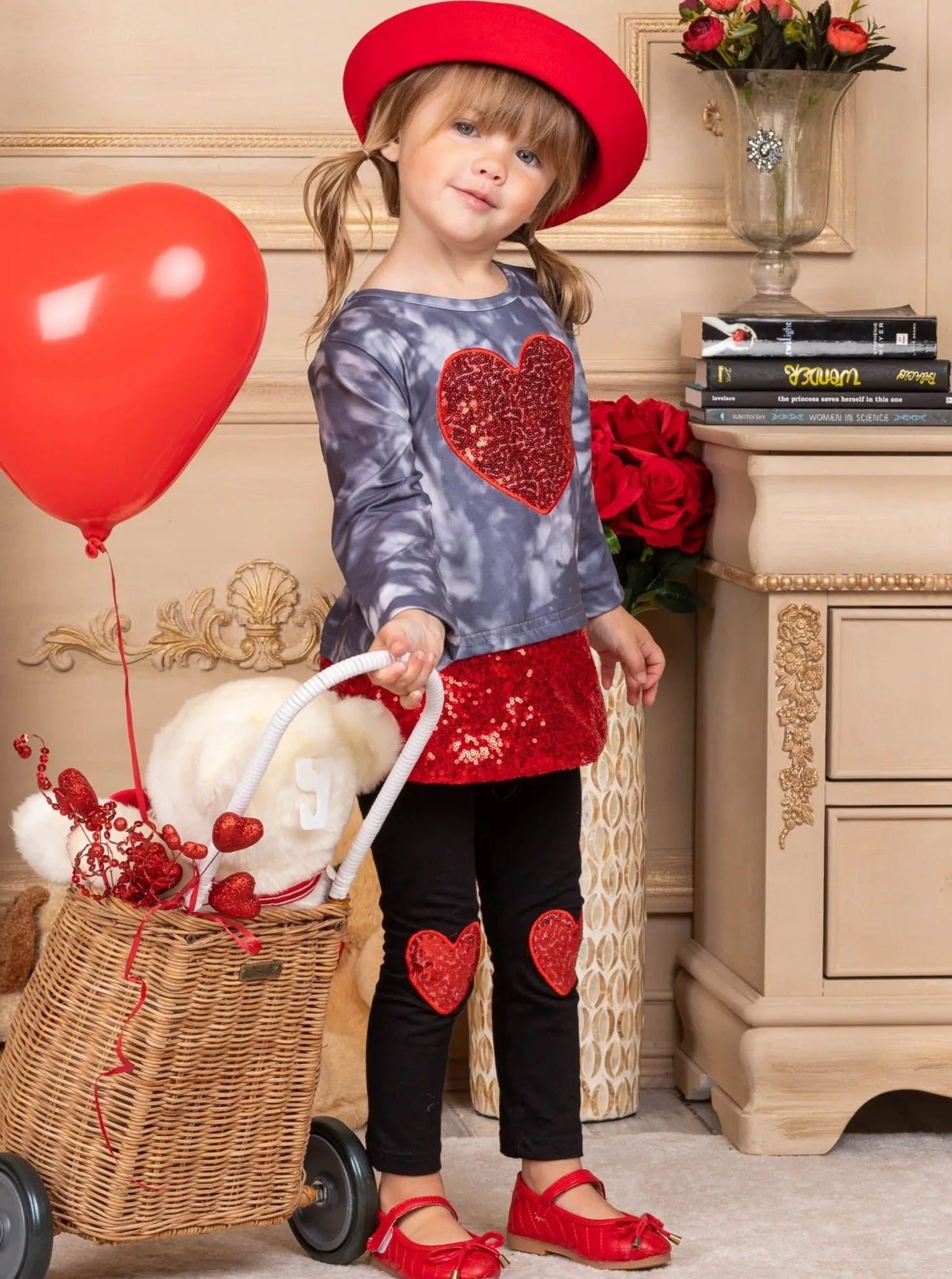 My Sparkling Heart Sequin Patched Legging Set