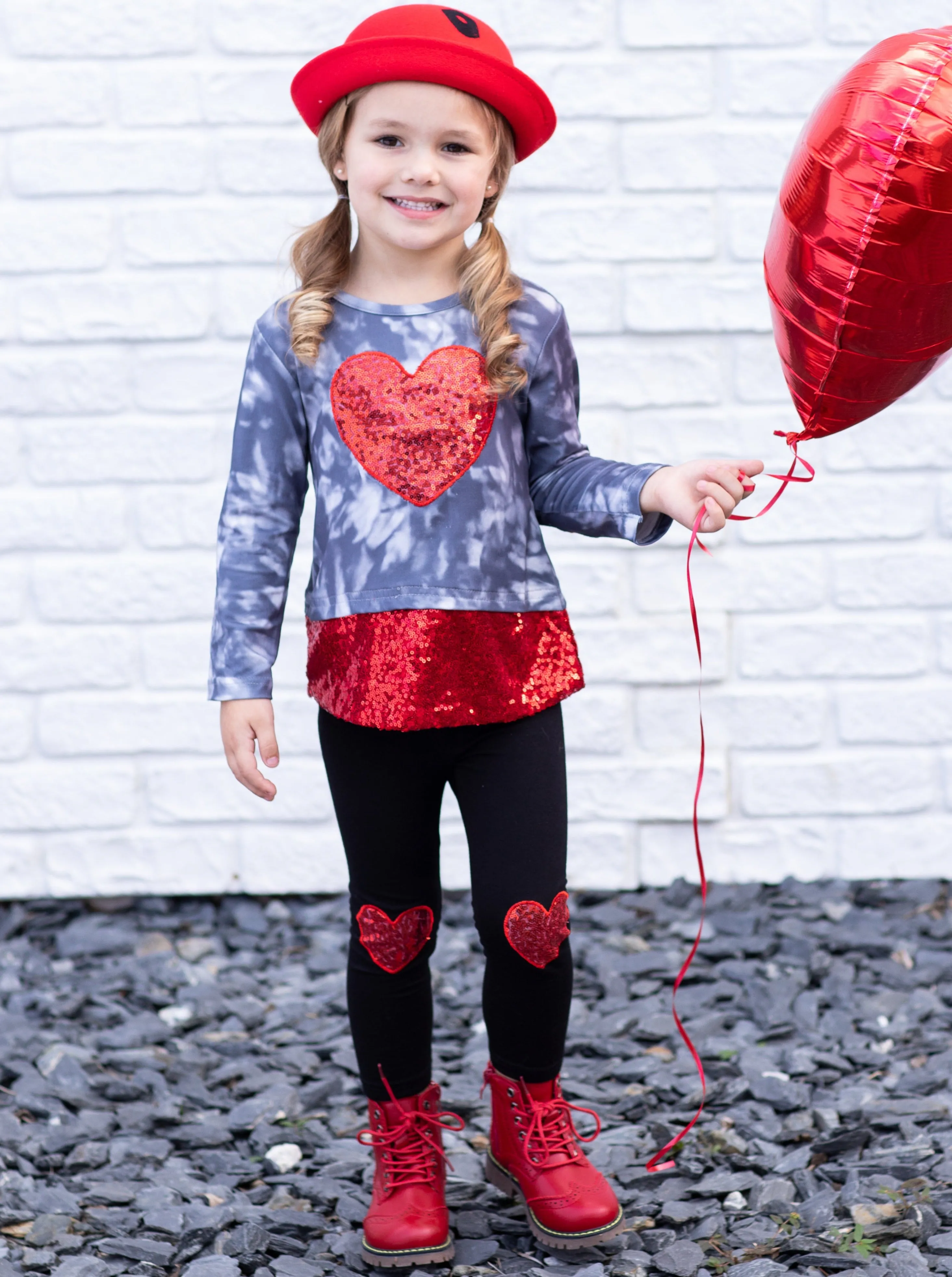 My Sparkling Heart Sequin Patched Legging Set